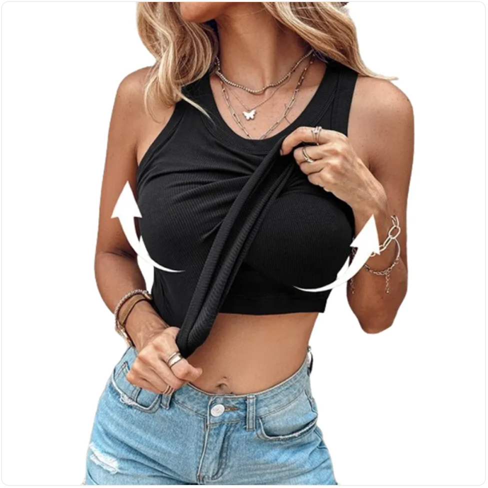 Chic Round Neck Sleeveless Vest