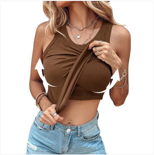 Chic Round Neck Sleeveless Vest