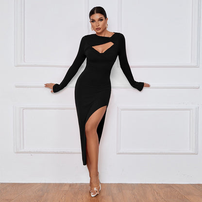 Chic Cutout Long Sleeve Slit Dress